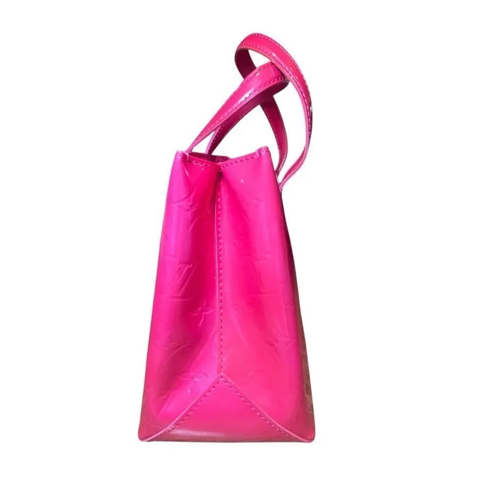 LOUIS VUITTON Rose Pop Vernis LV Monogram Leather Wishire PM Bag Auth RARE Ex+++
